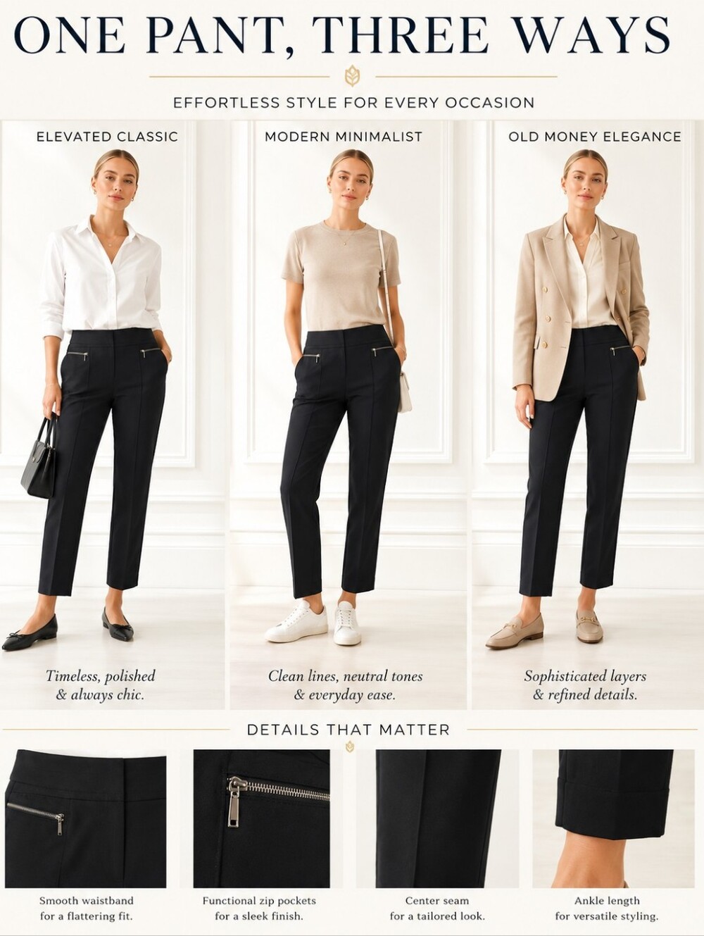 Style & Co Black Slim Ankle Pants with Zip Pocket Detail | Size Medium - Picture 3 of 8